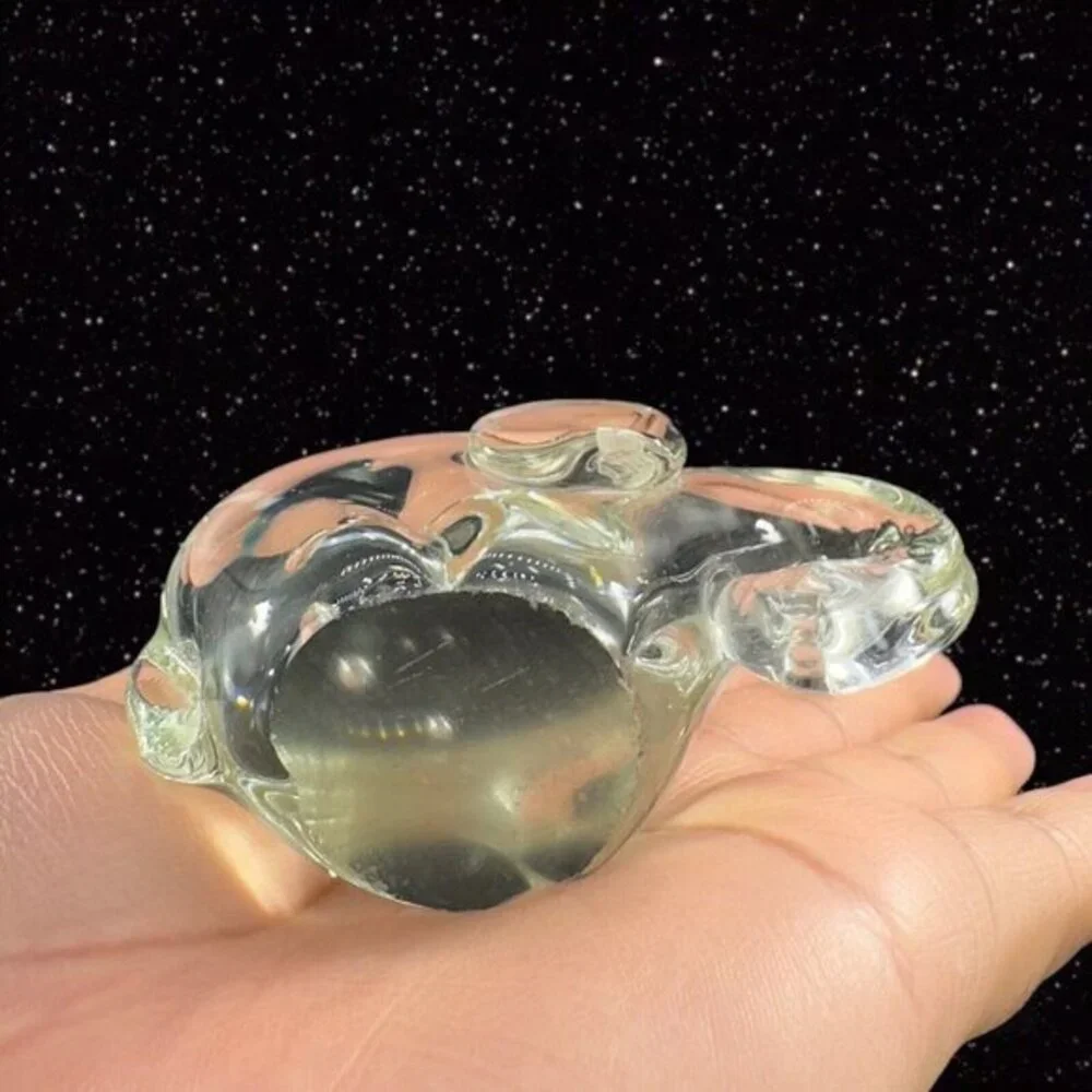 1980s Clear Art Glass Baby Elephant Figurine Vintage Glass House Decor 3”Wide 2”